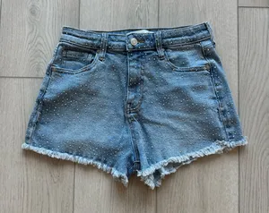 Altar'd State Light Denim Wash Shorts rhinestones US women’s 26 thumbnail 1