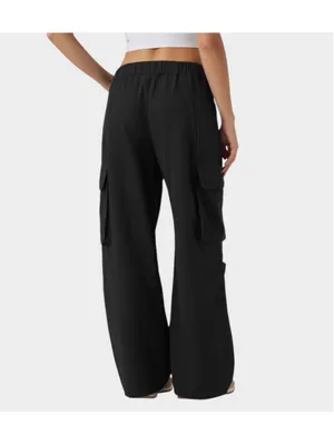 Size L (Tall) Halara Mid Rise Button Zipper Wide Leg Baggy Casual Cargo Pants thumbnail 3
