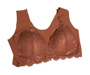 Lace Trimmed Brown Bralette Pink Size L thumbnail 1