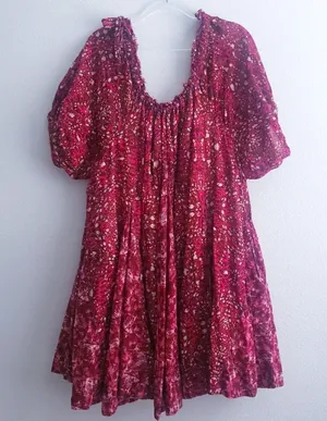 Free People Fuchsia Combo Babydoll Mini Abstract Dress thumbnail 2