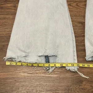 Raw Distressed Hem Flare Button Up Jeans Light Blue Size 31 thumbnail 12