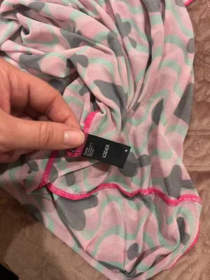 Cider Pink, Mint & Gray Swirl Print Slip Dress thumbnail 3