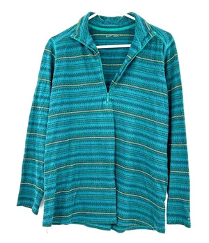 Woolrich Size XL Long Sleeve Quarter Zip Knit Pullover Blue Striped‎ Outdoor thumbnail 1