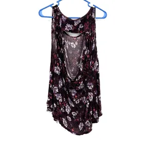 Free People size Small‎ tank top open back sleeveless top shirt blouse floral thumbnail 2