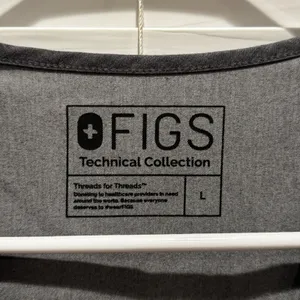 Lot of 2 FIGS Technical‎ Scrub Top Charcoal Gray V-Neck Short Sleeve Size L thumbnail 4