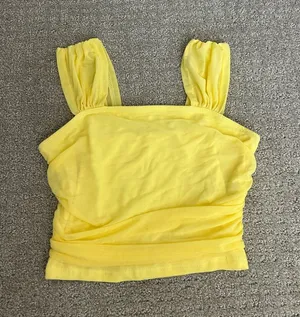 Yellow Ruched Square-Neck Tank Top Size XS thumbnail 1