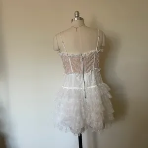 NWT For Love And Lemons White Lace Jules Mini Dress thumbnail 5