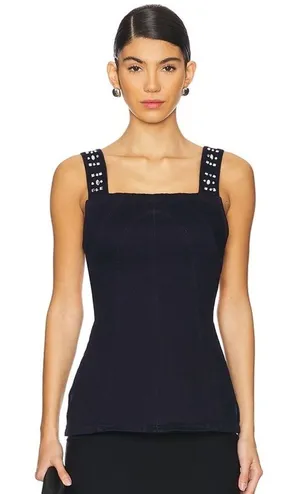 Free People Decked In‎ Shine Top in Dark Rinse Size Large thumbnail 1