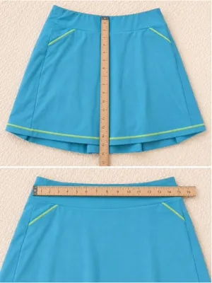 Adidas Aqua Blue Tennis Skort‎ Skirt Shorts Women’s Small Neon Trim Pockets thumbnail 8