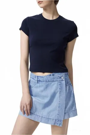 Uniqlo Drapey Denim Skort Light Blue Wash NWT XS thumbnail 1