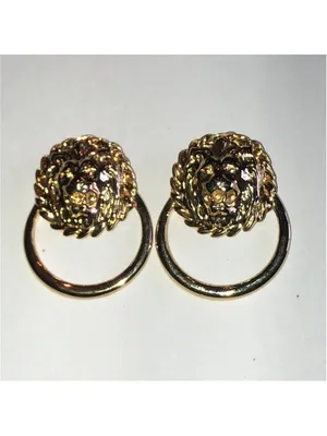 Gold Tone Vintage Lion Head Shoe Clips thumbnail 2