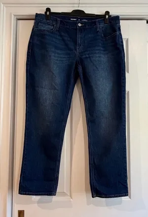 Old Navy Wow Mid-Rise Dark Wash Boyfriend Blue Jeans thumbnail 1
