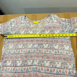 Roberta Roller Rabbit Elephant Print‎ Gauze Lightweight V-neck Blouse Top Medium thumbnail 11