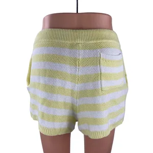 Pink Victoria's Secret Yellow White Striped Knit High Rise Beach Mini Short Sz M thumbnail 4