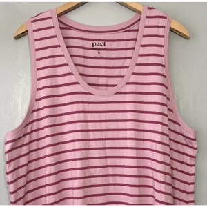 Pact Maxi Tank Dress Size XL Purple Striped Organic Cotton Tee Shirt Knit Casual thumbnail 4