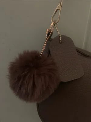 Brown Shoulder Bag with Pom Pom Charm thumbnail 4