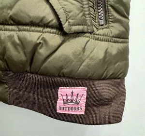 Pennsylvania Embroidered Olive Green Faux Fur Trim Puffer Vest Size Medium thumbnail 11