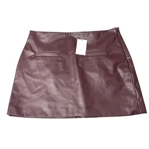 New A‎ New Day Faux Leather Mini Skirt Womens 12 Burgundy Maroon Party Night Out thumbnail 3
