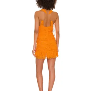 For Love And Lemons Bright Orange Jamie Lace Dress thumbnail 3