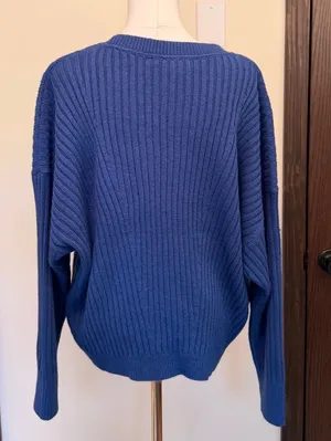 Tommy Hilfiger blue cable knit crewneck long sleeve sweater thumbnail 6