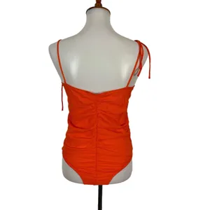 Zara Orange Bodysuit Large Tie Shoulder Slim Fit Summer Night Out thumbnail 6