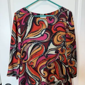 Anthropologie 3/4‎ Sleeve Swirl Mini Dress Small Lightweight Lined Unique thumbnail 2