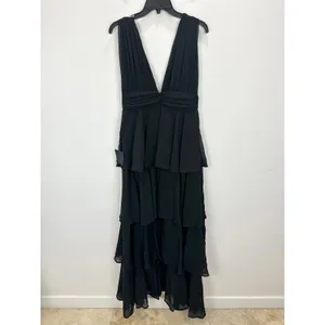 Lulus Amazing Evening Black Tiered Maxi Dress Chiffon Formal Evening Medium NWT thumbnail 11