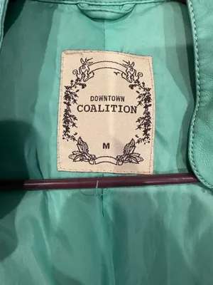 Teal Leather Jacket Blue Size M thumbnail 2