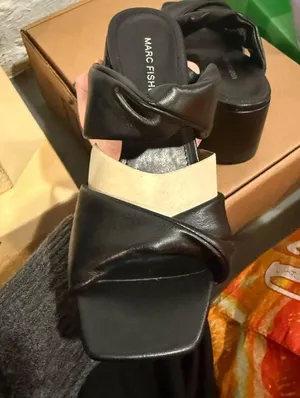 Marc Fisher Black and Cream Women's Sandals thumbnail 4