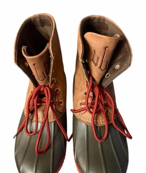 MarleyLilly Women's Duck Boots Waterproof Brown Tan Red Soles Size 7 thumbnail 1