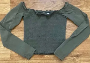 Hollister Green Off The Shoulder Size Small 0323 thumbnail 1