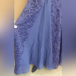 Sangria Navy Blue Lace Mermaid Godet Hem Maxi Dress Formal Gown by thumbnail 8