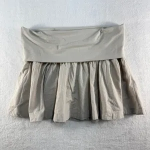 Free People‎ Large Milos Drop Waist Mini Skirt Pumice Stone Beige Fold Over NEW thumbnail 4