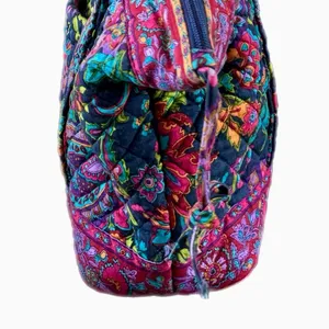 Stephanie Dawn Shoulder Bag Zippered Tote Plum Floral Purse Preppy Boho 14x8x4” thumbnail 6