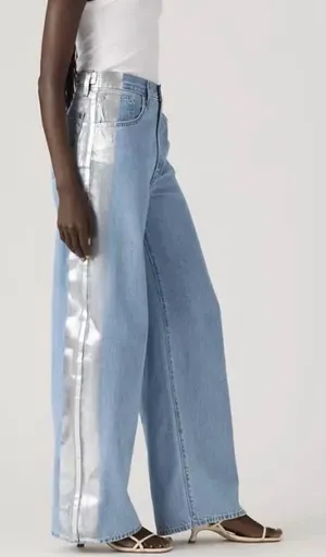 Levi's Light Blue Wide-Leg Jeans with White Side Panel 30”x33” thumbnail 1