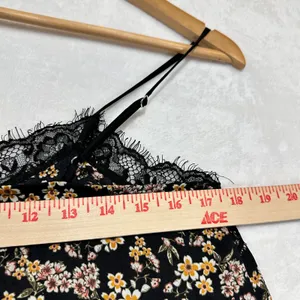 Wild Fable Small Lace Trim Moody Whimsy Goth Floral Black Camisole‎ Top Witchy thumbnail 6