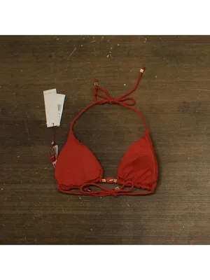 NWT Red Carter Classic Beaded Triangle Bikini Top Swim Ember Orange Brown M thumbnail 4