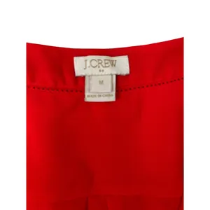 J Crew Red V Neck Long Sleeve Pleated Casual Blouse Top Women‎ Size M Holiday thumbnail 4