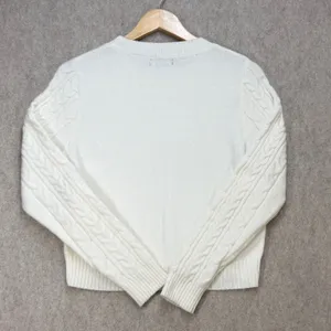 Love Tree Womens Medium Ivory Coquette Preppy Cable Knit‎ Nantucket Sweater thumbnail 3