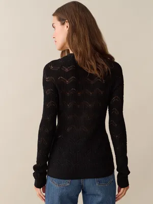 NWT Few Moda Silva Sweater Size Medium M Black Wool long sleeve top Kourt thumbnail 4