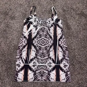 Wet Seal black & white geometric print tank top with tie front detail, size L thumbnail 3