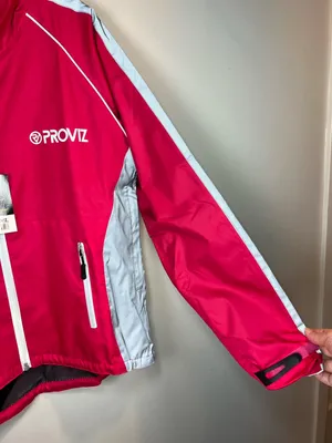 Proviz Nightrider Reflective Waterproof Cycling Jacket Red Pockets Bike NEW Sz 6 thumbnail 5