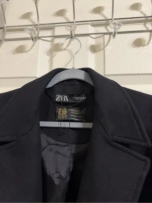 Zara Manteco Wool Wrap Black Long Length Coat thumbnail 4