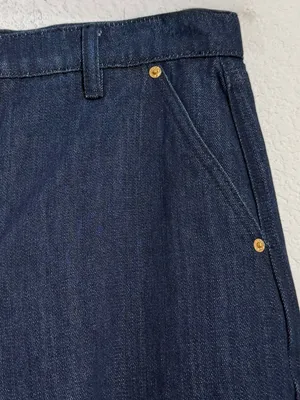 TORY BURCH Tilly Jean Fringe Pocket Dark Indigo High Rise Wide Leg Jeans Size 30 thumbnail 8