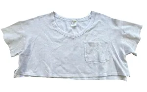 Offline by Aerie White Waffle Knit Crop Top Womens Large V Neck Pocket Coquette thumbnail 1