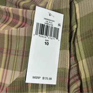 Lauren Ralph Lauren Plaid Ruffle-Trim Georgette Skirt Green Farm Olive 10 NWT thumbnail 7