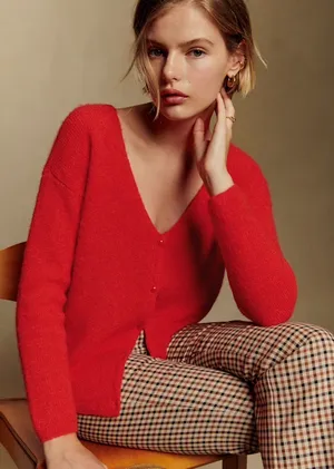 Sézane red cardigan sweater thumbnail 2