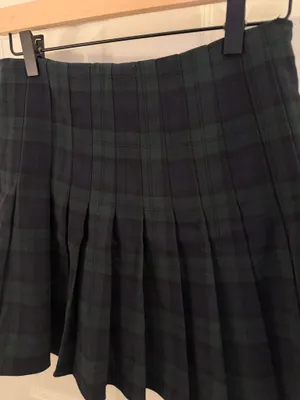 Brandy Melville Plaid Tartan Blue Green Pleated Mini Skirt thumbnail 4