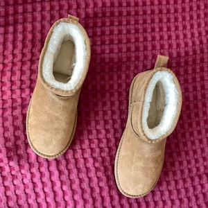 Women’s Sheepskin Suede Mini Boots Tan Size EU 40 (US 9) NEW Never Worn Fur Lined thumbnail 3