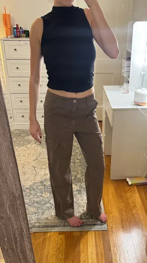 ZARA High Rise Straight Leg Cargo Pant thumbnail 1